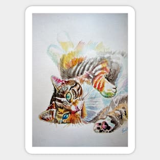 Tabby Cat Watercolor Painting Sticker